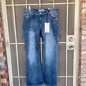 Trendy Dark Blue Flare Jeans